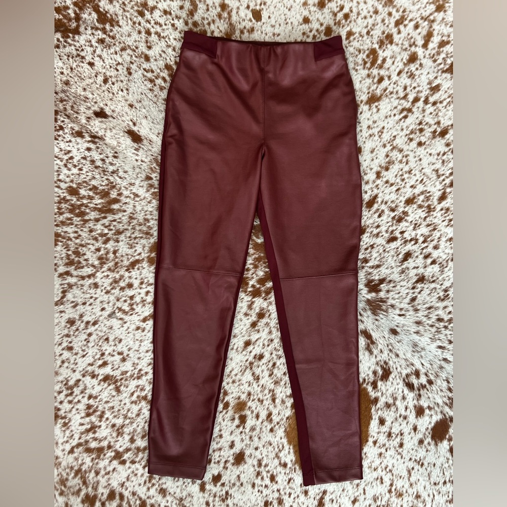 Betabrand Women’s Size S Petite Skinny Leg Jett Dress Pant Yoga Maroon Leather